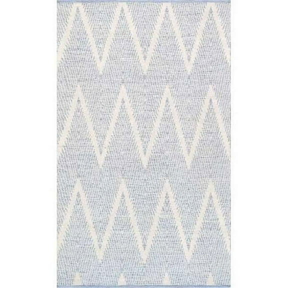 8 x 10 ft.Simplicity Collection Aqua Hand - Woven Cotton Area Rug, Ivory