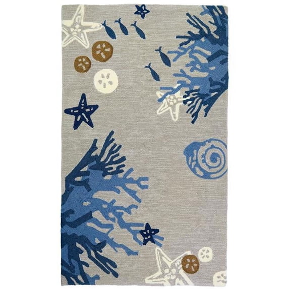 8 x 10 ft. Tranquil Coral & Starfish Hand Hooked Accent Area Rug