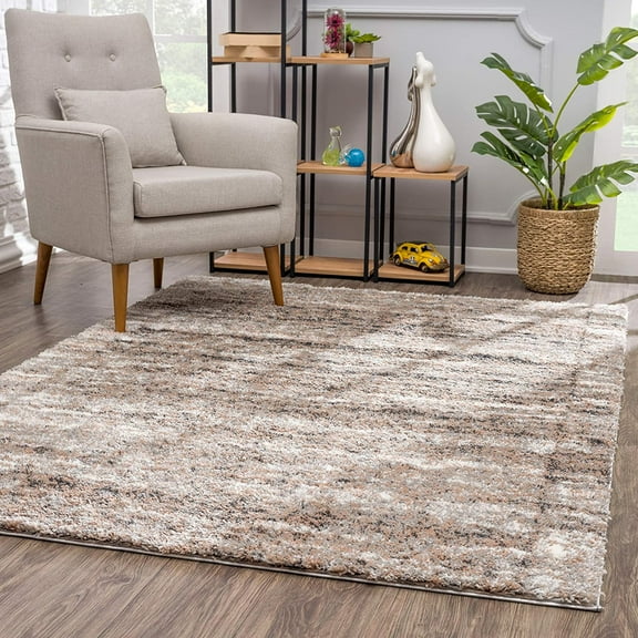 8â€™ x 11â€™ Ivory and Brown Retro Mod Area Rug