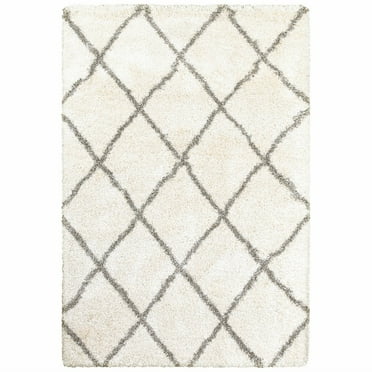 8â€™ x 11â€™ Ivory and Gray Geometric Lattice Area Rug