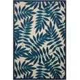 thumbnail image 1 of 8â€™ x 11â€™ Navy and Beige Leaves Indoor Outdoor Area Rug, 1 of 5