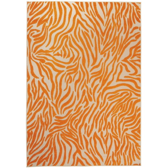 8’ x 11’ Orange Zebra Pattern Indoor Outdoor Area Rug