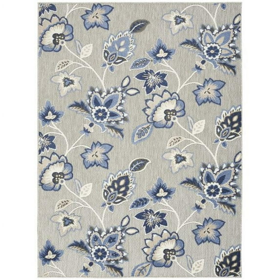 8 x 11 ft. Blue & Gray Floral Stain Resistant Non Skid Rectangle Area Rug - Blue and Gray - 8 x 11 ft.