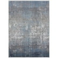 thumbnail image 1 of 8 x 11 ft. Blue Gray & Silver Abstract Power Loom Distressed Rectangle Area Rug with Fringe, 1 of 1