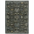thumbnail image 1 of 8 x 11 ft. Blue Ivory Gray Gold Green & Brown Oriental Power Loom Stain Resistant Rectangle Area Rug with Fringe, 1 of 1