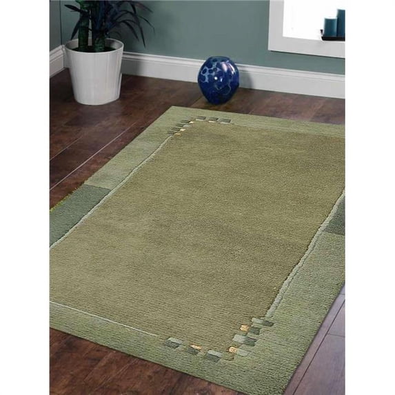 8 x 11 ft. Hand Knotted Tibbati Wool Contemporary Rectangle Area Rug, Green