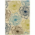 thumbnail image 1 of 8 x 11 ft. Ivory Floral Stain Resistant Indoor & Outdoor Rectangle Area Rug - Green and Ivory, 1 of 1