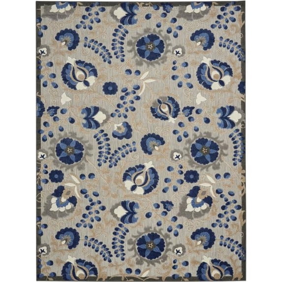 8 x 11 ft. Natural & Blue Indoor & Outdoor Area Rug