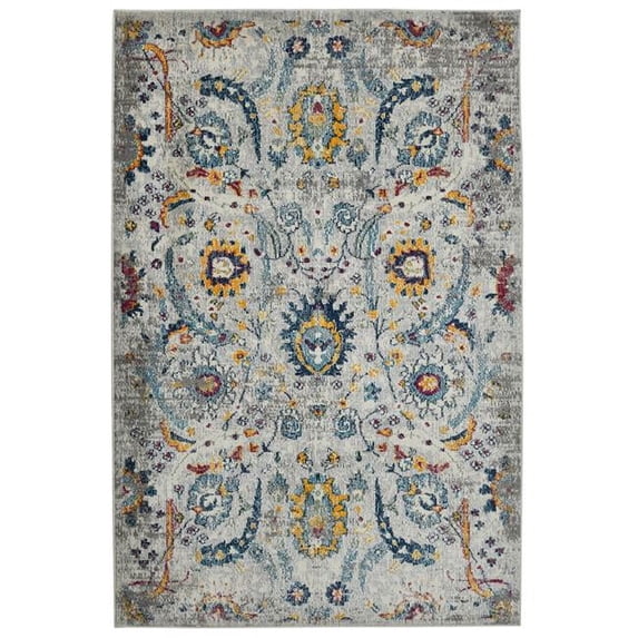 8 x 11 ft. Orange & Ivory Floral Power Loom Rectangle Area Rug