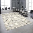 thumbnail image 1 of 8 x 11 ft. Panache Cream & Gray Geometric Triangles Soft Power Loomed Rectangle Area Rug, 1 of 1