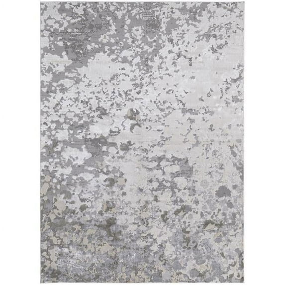 8 x 11 ft. Silver Gray & White Abstract Stain Resistant Rectangle Area Rug