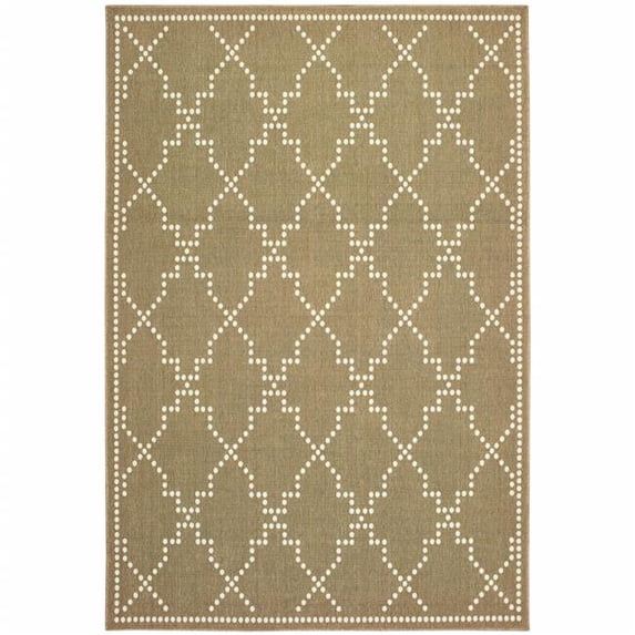 8 x 11 ft. Tan Geometric Stain Resistant Indoor & Outdoor Rectangle Area Rug - Tan - 8 x 11 ft.