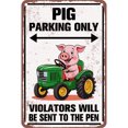 thumbnail image 1 of 8" x 12" Aluminium Retro Sign Pig Parking Sign Room Decor Home Decoration - Cute Pig Gifts for Women Girls Wall Art, 1 of 7