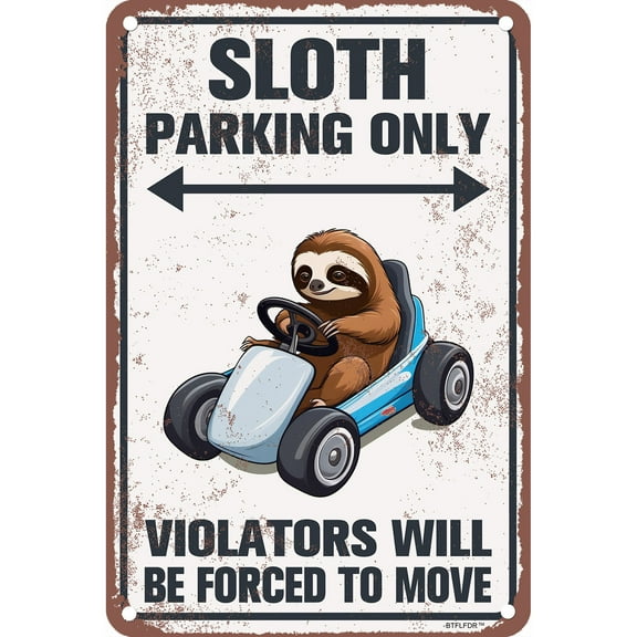 8" x 12" Aluminium Retro Sign Sloth Parking Sign Room Decor Home Decoration - Cute Sloth Gifts for Women Girls Wall Art