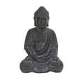 thumbnail image 1 of 8" x 12" Dark Gray Ceramic Meditating Buddha Sculpture with Engraved Carvings and Relief Detailing, by CosmoLiving by Cosmopolitan, 1 of 11