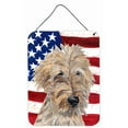 thumbnail image 1 of 8 x 12 In. Goldendoodle USA American Flag Aluminium Metal Wall or Door Hanging Prints, 1 of 1
