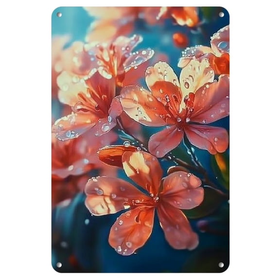 8"x 12" Iron sheet painting Wall Art - Floral Magic for Celebrations! Lovely blossoms spread joy. Ideal for festive occasions Wall Decoration Proverbs Iron Sheet Painting
