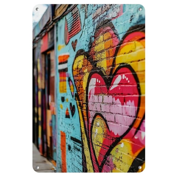 8" x 12" Iron sheet painting Wall Art - Sci-Fi Heart Murals, Tech-Enhanced Love Portraits, Futuristic Affection Artworks, Mechanized Expressions of Affection