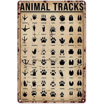 8 x 12 in Metal Tin Sign - Animal Tracks Metal Sign Vintage Farm Decor Hunter Knowledge Tin Poster Home Outdoor Club Plaque Wall Decoration 8x12 Inches