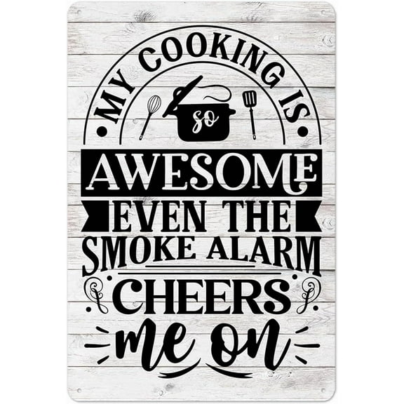 8 x 12 in Metal Tin Sign - Funny Kitchen Signs Wall Art Decor Kitchen Rules Metal Tin Sign Retro Cooking Pictures My Cooking Is Awesome Sign Gifts for Home House Decorations 8x12 Inch