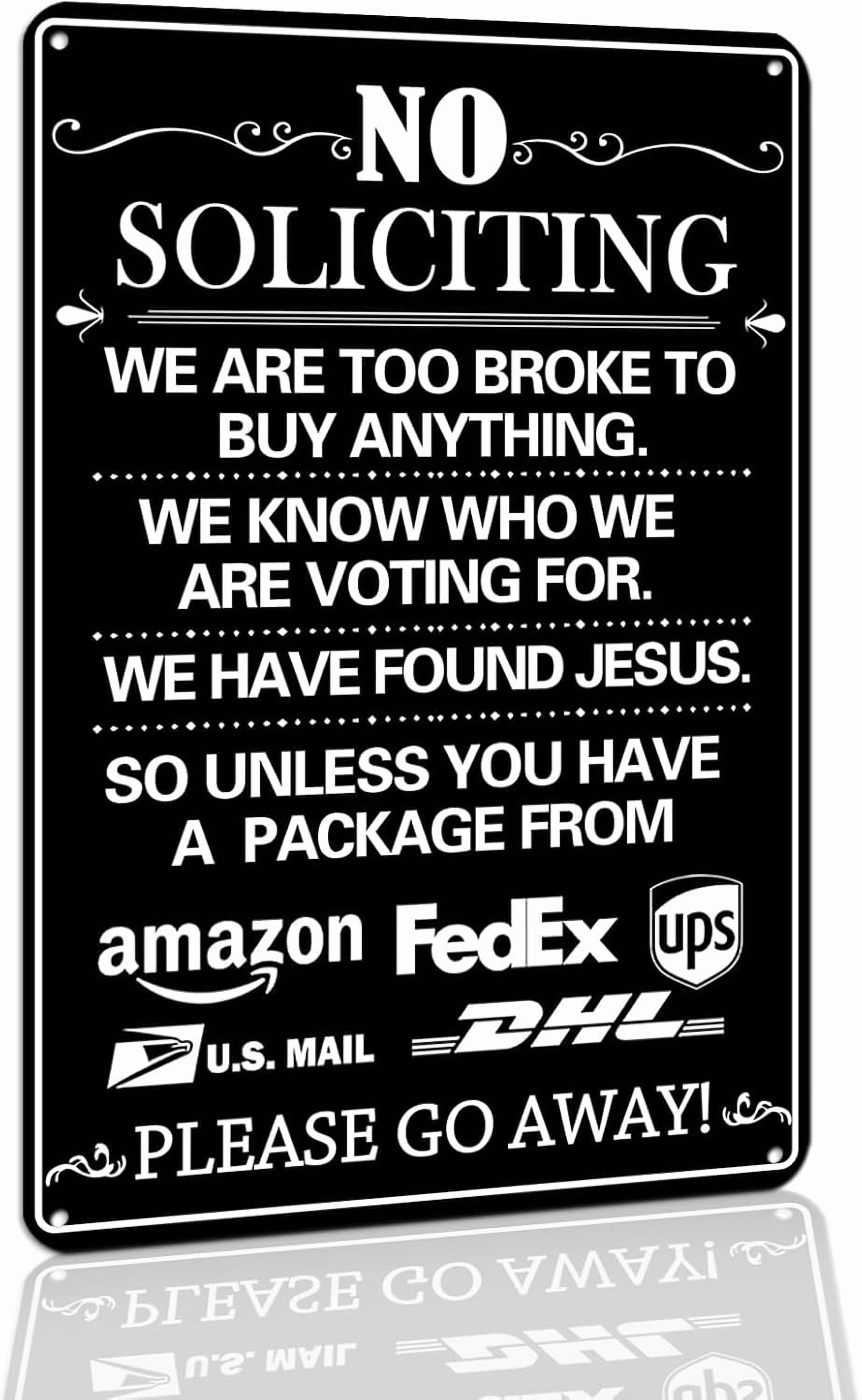8 x 12 in Metal Tin Sign - Funny No Soliciting Sign - Metal 'Do Not ...