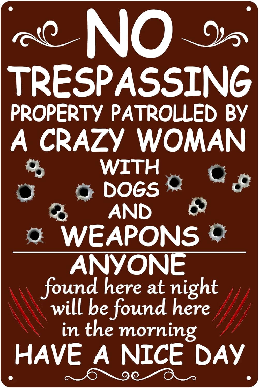 8 x 12 in Metal Tin Sign - Funny No Trespassing Metal Sign Private ...