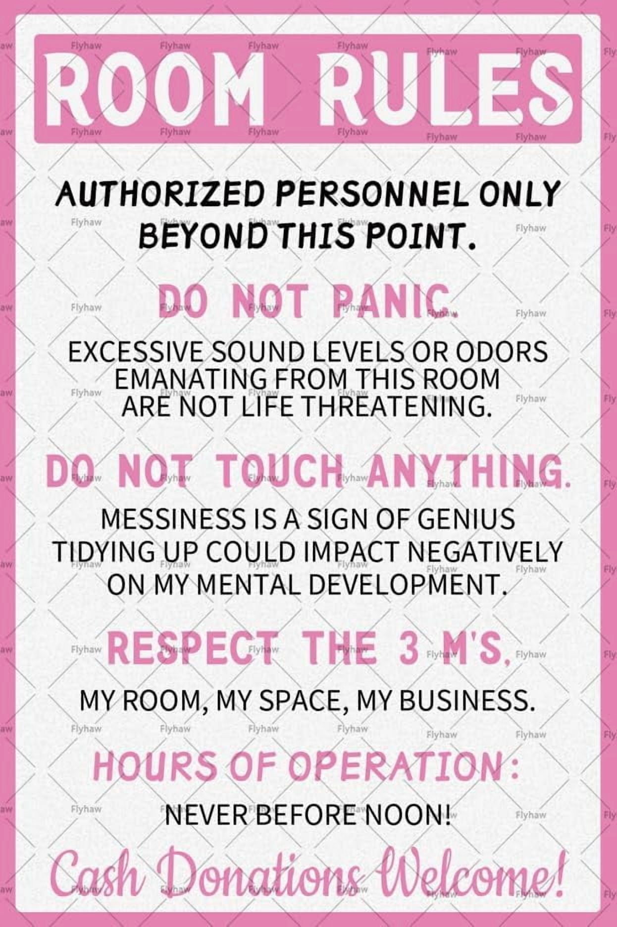 8 X 12 In Metal Tin Sign Pink Room Rules Sign For Teen Girls Boys 8-x-12-in-metal-tin-sign-pink-room-rules-sign-for-teen-girls-boys