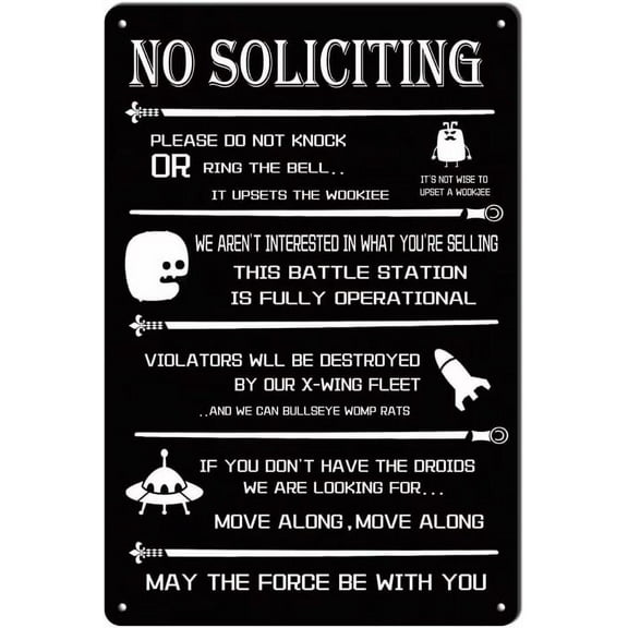 8 x 12 in Metal Tin Sign - No Soliciting Sign for House Funny No Soliciting Signs for House Door Office Business Please Do Not Knock or Ring The Bell Modern Design Metal Sign for