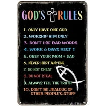 8 x 12 in Metal Tin Sign - Ten Commandments Wall Decor,Room Decor for Boys,Girls Bedroom,Religious Bible Verse Wall Art,Christian Scripture Home Decoration Sign 8 x 12 Inches