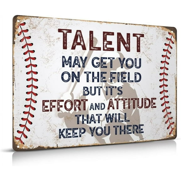 8 x 12 in Metal Tin Sign - Vintage Baseball Decor for Boys Room Baseball Gifts Motivational Quote Baseball Metal Sign Baseball Posters Accessories for Boys Bedroom Wall Decoration 12"x8"