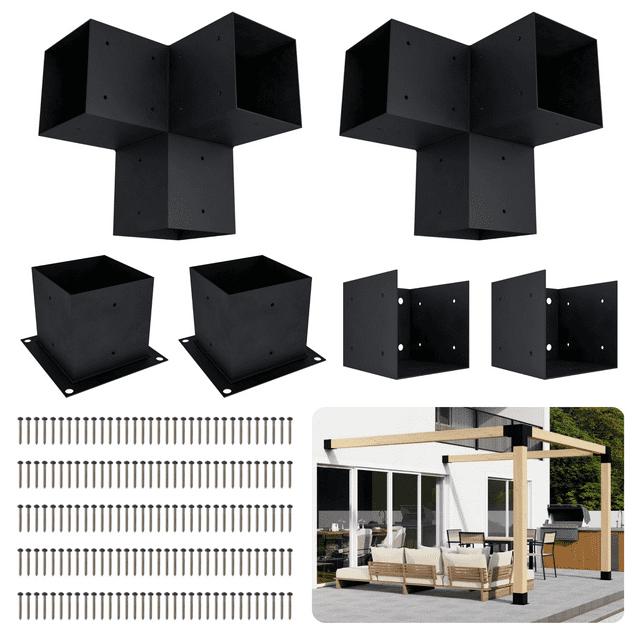 8' x 12' Pergola Frame Kit - Commercial Grade Steel Pergola Brackets for 6x6 Wood to Build Back Porch Pergola (Lumber Not Included)