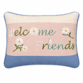 thumbnail image 1 of White Floral "Welcome Friends" Embroidered Mini Accent Pillow, 8" x 12", 1 of 2
