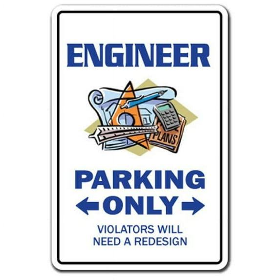 8 x 12 in. Engineer Parking Decal - Drafting Tools Engineering Electrical Civil Train
