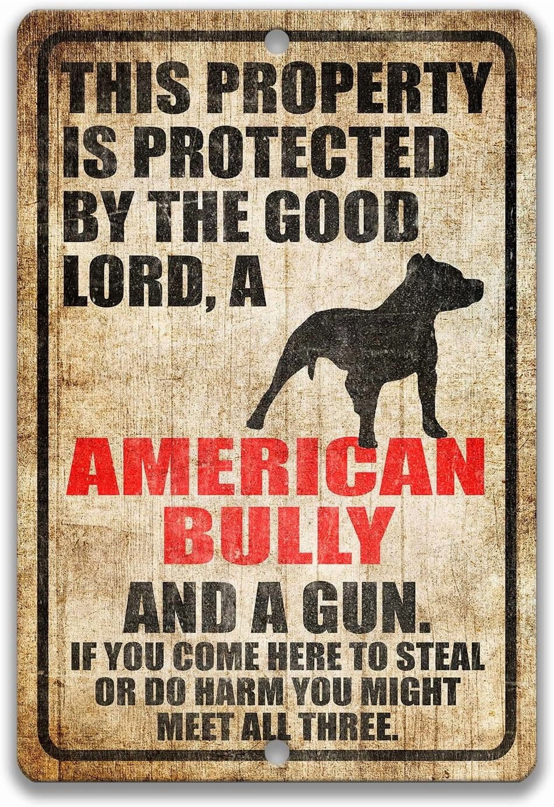 8 x 12 in Metal Tin Sign - American Bully Dog Sign Dog Warning Sign ...