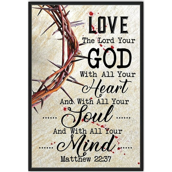 8 x 12 in Metal Tin Sign - Bible Verse Love The Lord Your God with All Your Heart in Metal Tin Sign