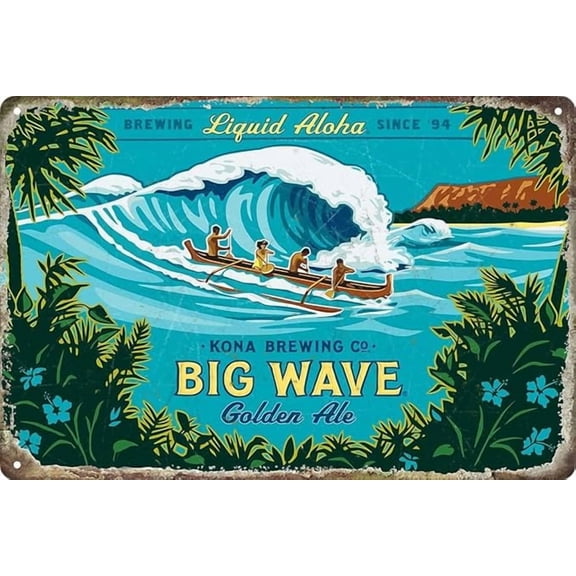 8 x 12 in Metal Tin Sign - Big Wove Kono Decorative Metal Tin Signs Cafe Beer Bar Decoration Plat 12:X8" Inches Wall Art Plaque Vintage Home Decor