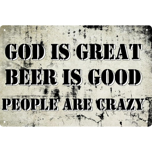8 x 12 in Metal Tin Sign - Christmas Gifts God Is Great Tin Sign Beer Is Good Bar Pub Funny Gift Metal Sign Bar Decor Scene Decor Wall Decor 8x12 in