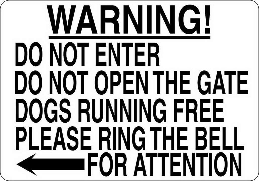 8 x 12 in Metal Tin Sign - Do Not Enter Open Gate Dogs Running Free ...
