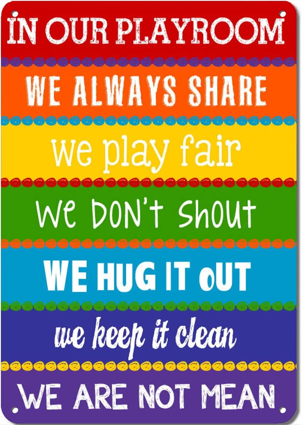 8 x 12 in Metal Tin Sign - Playroom Rules Sign - Childrens Wall Art ...