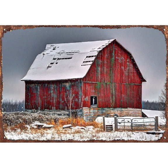 8 x 12 in Metal Tin Sign - Retro Metal Tin Sign Old Farm Home Barn Metal Tin Sign Wall Decor for Home Cafes Pubs Club Sign Gift Plaque Metal Tin