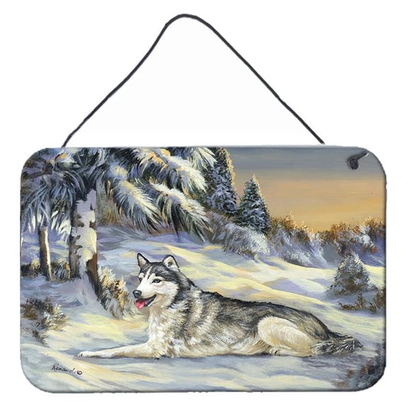 8 x 12 in. Siberian Husky Winterscape Wall or Door Hanging Prints