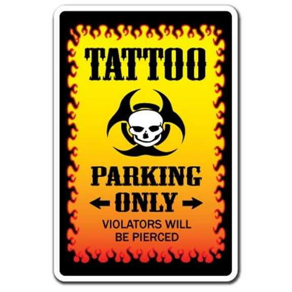 8 x 12 in. Tattoo Parking Decals - Tattoos Art Parlor Studio Artist Tats - 5 in Tall