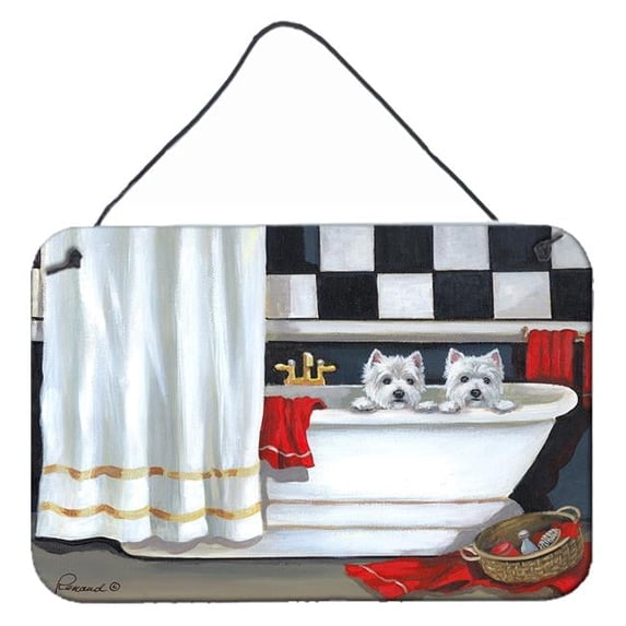 8 x 12 in. Westie Pour Le Bain Bathtime Wall or Door Hanging Prints
