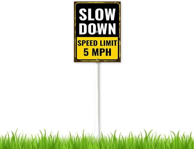 8 x 12 inch 5 Mph Speed Limit Yard Sign Decorative Plant Stake Lawn Art ...
