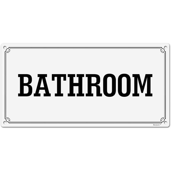 8 x 12 inch Bathroom Rust-Free Aluminum Signs for Home Office and Business, Metal Signs for Door White Rounded Corners, Durable, Long Lasting