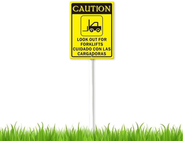 8 x 12 inch Garden Stakes Look Out for Forklifts Bilingual Yard Sign ...