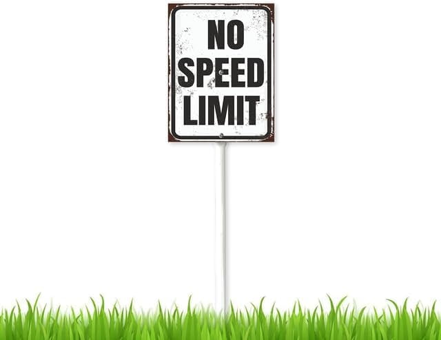 8 x 12 inch No Speed Limit Sign with Stake,Decorative Plant Stake Lawn ...