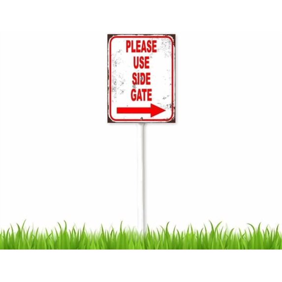 Side Gate Sign 8 x 12 inch Please use side gate Right Arrow Sign with Stake,Decorative ...