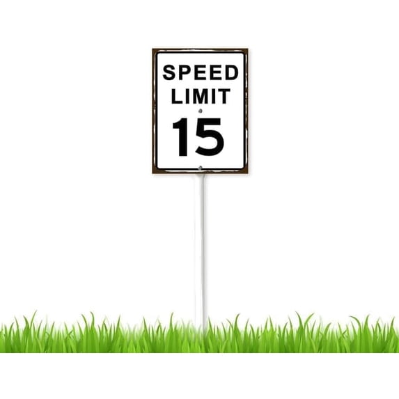 8 x 12 inch Speed Limit 15 MPH Yard Sign Decorative Plant Stake Lawn ...