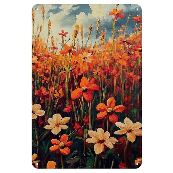 8"x 12"x2pcs Metal Tin Sign Wall Art - Festive flowers, a touch of elegance. Their blooms add charm. A beautiful addition to the occasion.